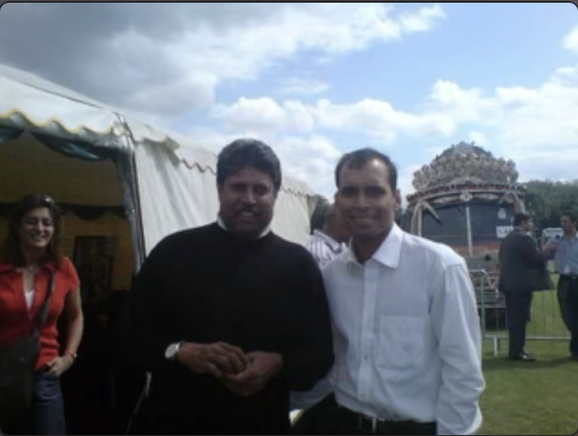 Kevin Rego with Kapil Dev