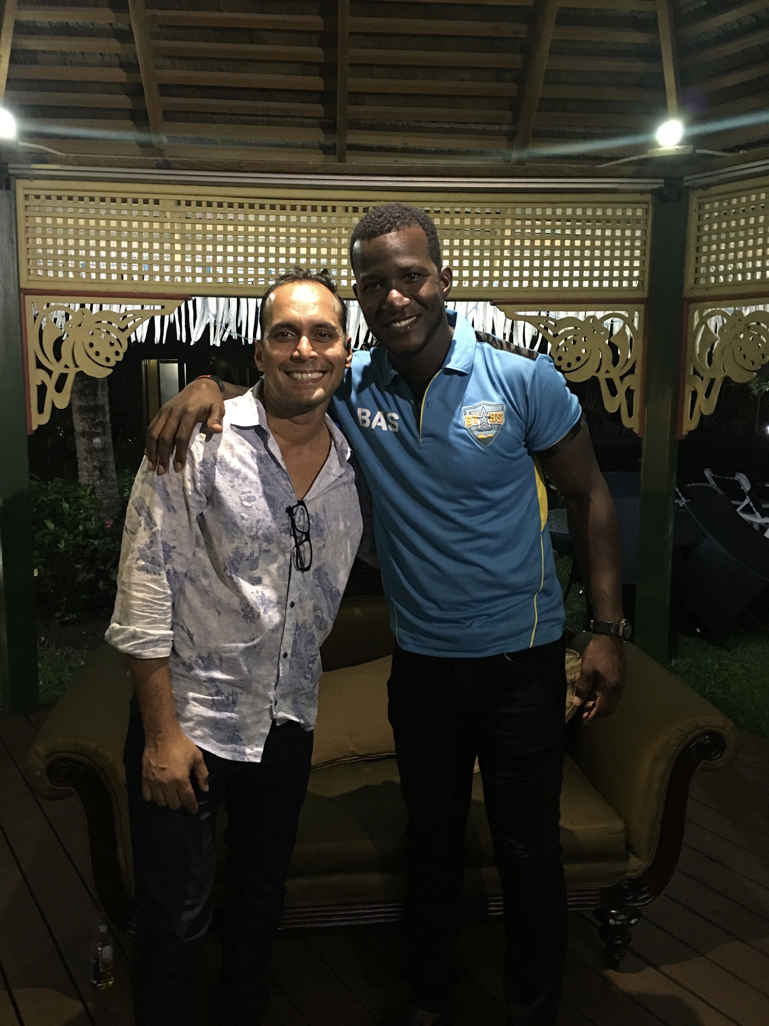 Kevin Rego with cricketer Darren Sammy